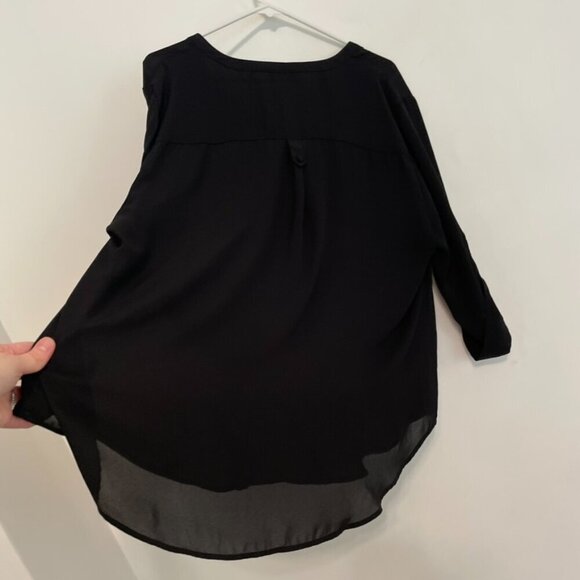 TORRID 2 Plus Size Harper 3/4 Sleeve Pullover Blouse Solid Black Georgette Work - Picture 16 of 16